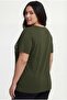 Women's Plus Size Butterfly Stone Printed Khaki Blouse - 7