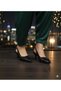 (Bono) Pul Detailed Closed Toe Short Heeled Women's Evening Dress Shoes Black - 3
