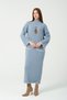 Hatunatila Crochet Knitwear Dress with Necklace and Belt 5106 Blue - 4
