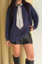 Premium Modal Scarf Detailed Crew Neck Oversize Tunic 3170 - 2