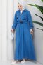 Elastic Waist Zippered Jeans Suit Hm2875 Blue - 5