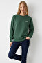 Women's Chest Text Printed Red Green Sweatshirt - 3