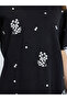 Women Black Embroidered Floral Oversized T-Shirt - 4