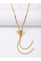Women's Metal Heart-Shaped Adjustable Flat Snake Chain Necklace - 2
