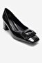 Velora Black Printed Buckle Women's Thick Heeled Shoes - 3