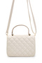 Gold Chain Charm Detailed Isabella Women's Crossbody Bag Cream - 5