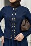 Gold Snap-Button Skirted Dark Blue Denim Set - 5
