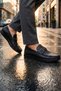 Men's Black Buckle Loafer Shoes |   Mesh/Net Textured |   Slip-On Comfortable Casual Shoes - 2