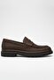 Genuine Nubuck Leather Brown Comfortable Casual Men's Loafer Shoes Luass28Al0053 - 2