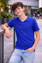 Young Boy's V-Neck T-Shirt Model - Cobalt Blue - 6