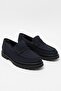 Genuine Nubuck Leather Navy Blue Comfortable Daily Men's Loafer Shoes Luass28Al0053 - 4