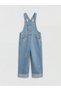 Lcw Kids Indigo Square Collar Embroidered Girls' Jean Salpet