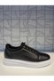 Ay 584 Men's Black Genuine Leather Rubber Lacing Detail Orthopedic Comfortable Daily Walking Sneaker Shoes - 2