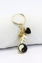 Metal Yin Yang Black Heart Gold Color Small Metal Keychain, Curved Letter F Bag Ornament
