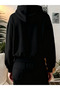 Lıvo Women's Tracksuit Set Hooded Oversize Sweatshirt-Jogger Bottom Black Butterfly Printed Sports Combination - 4