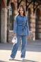 Belted Buttoned Trousers Denim Suit Ss2876 Light Blue - 4