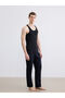 Black U-Neck Combed Cotton Men's Athlete 2-Piece - 8