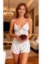 Cherry Patterned White Color Comfortable Stylish Women's Shorts Pajama Set - 2