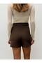 Icon Knot Detailed Brown Short Skirt - 6