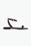 Women's Brown Ankle Strap Sandals with Gold Accessories and Flat Sole Nobi - 3