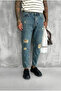 Boyfriend Fit Blue Denim Fabric Distressed Detailed Men's Jeans Denim Trousers Mdz598 - 5