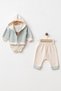 Baby with Teddy Bear 3-6-9 Months 3-Piece Jacket and Underwear Set Cotton Newborn Hospital Release Baby Clothes