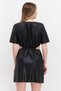 Women Textured Leather Mini Dress, Black - 3
