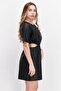 Women Textured Leather Mini Dress, Black - 2