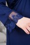 New Season Navy Blue Lace Detailed Summer Special Design 100% Cotton Maternity Maternity Dressing Gown Nightgown Set - 6