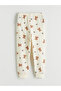Ecru Crew Neck Printed Girls' Pajama Set - 3