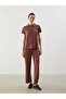 Polo Neck Textured Women's T-Shirt - 2