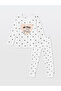 Lcw Kids Ecru Printed Crew Neck Printed Long Sleeve Girls' Pajama Set