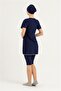 Women's Navy Blue Hijab Half Sleeve Swimsuit - 2
