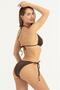 Women's Brown Front Pearl Detail Bikini Set - 2