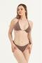 Women's Stone Color Front Pearl Detail Bikini Set - 2