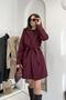 Camel Hair Belted Coat - Burgundy Bordo - 4