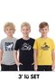 3-Piece Boys' T-Shirt with Bicycle Collar and Print Detail
