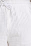 Men's Regular Fit Comfortable Cut Muslin 100% Cotton Elastic Waist Pocketed Lace-Up White Shorts - 3