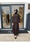 202942 Women's High Collar Suit Brown