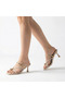 Dolia Gold Strappy Flip-Flop Clog Heeled Slippers - Ecru - 4