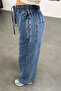 Blue Cropped Denim Wide Leg Jean - 4