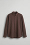 Men's Oversize Striped Linen Long Sleeve Shirt Brown