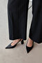 Vera Women's Wrinkled Leather Heeled Shoes Black - 2