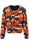 Women's Colorful Floral and Ethnic Pattern Zip-Up Scuba Bomber Jacket - 2
