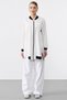 Ribbed Striped Zippered Shirt with Pocket Accessories Ekru