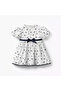 Round Neck Short Sleeves A-line Dress with Bow Print