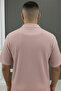 Men's Pink Wrinkled Fabric Polo Collar Short Sleeve Short Tshirt Set - 6