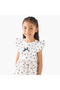 Round Neck Cap Sleeves A-line Dress with Bow Print - 4