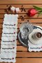40 Years of Memory 6 Pieces of Embroidered Linen Fabric Coffee Serving Napkins & Coasters - 2