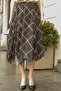 Women's Chiffon Eight-Piece Lined Midi Length Asymmetrical Skirt - Khaki Tile - 3